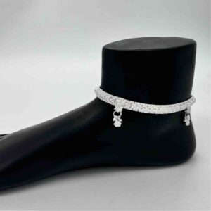 Silver Kismat Double Line Dal Design Anklets