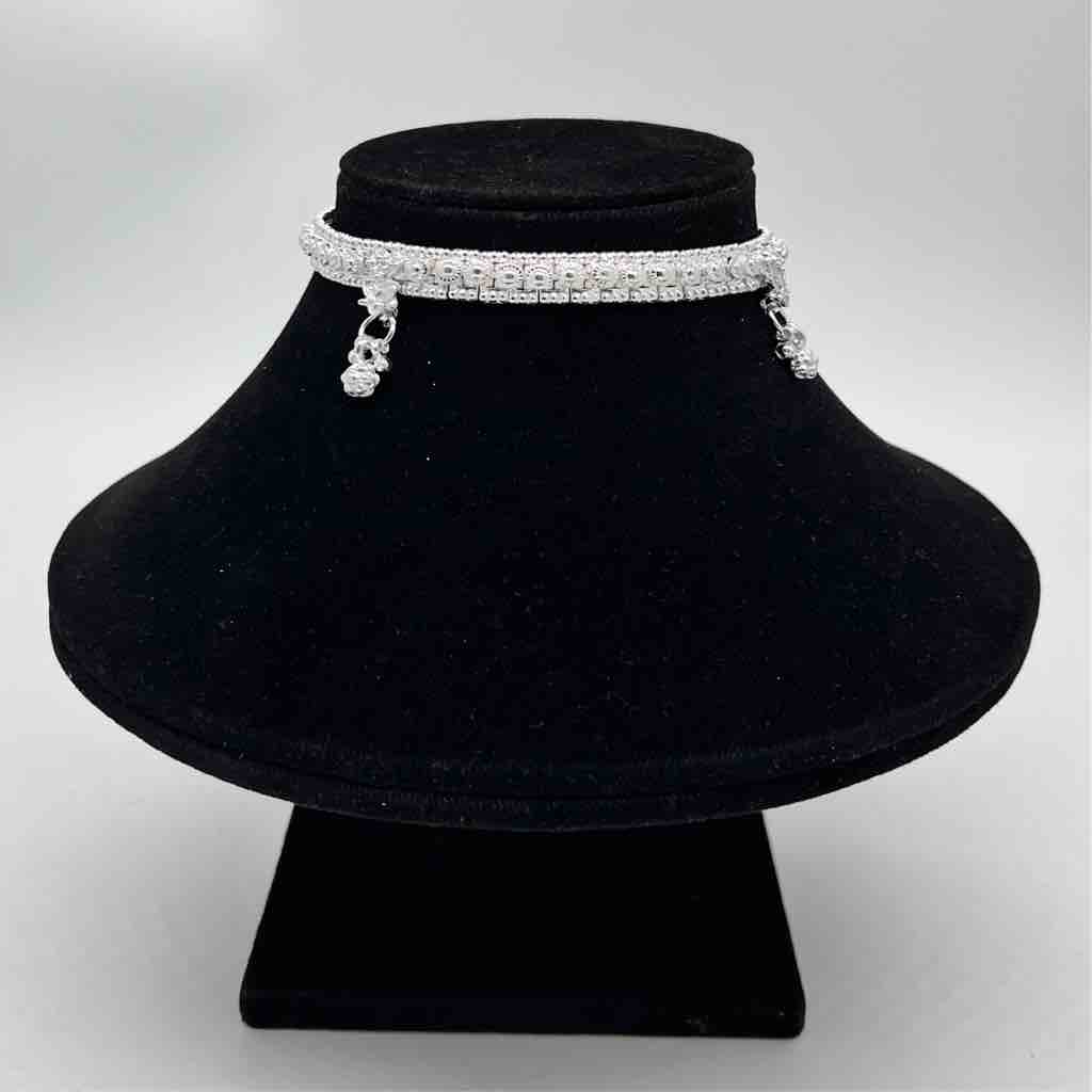 Silver Kismat Double Line Dal Design Anklets