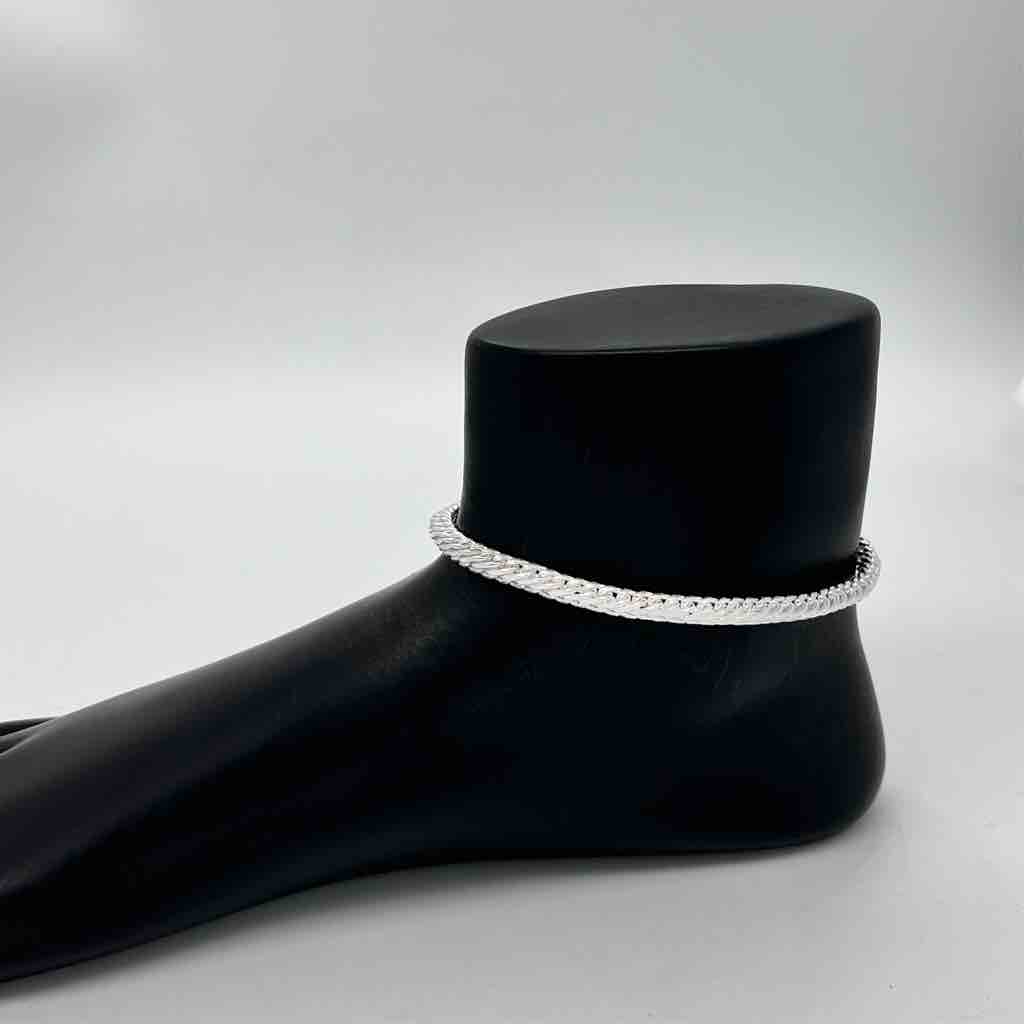 Silver Jiwan Dori Patta Design Anklets