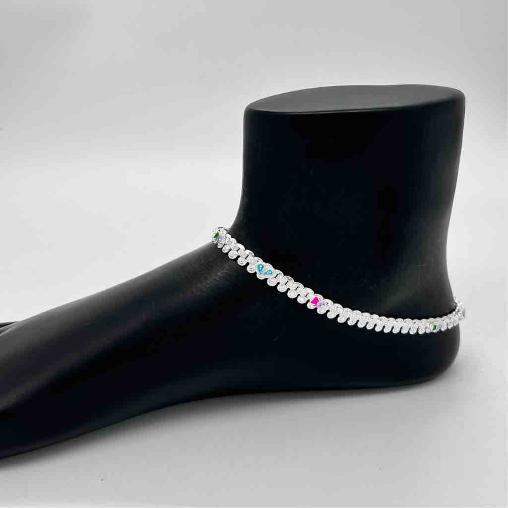 Silver Kismat Multi Colour Dal Design Payal