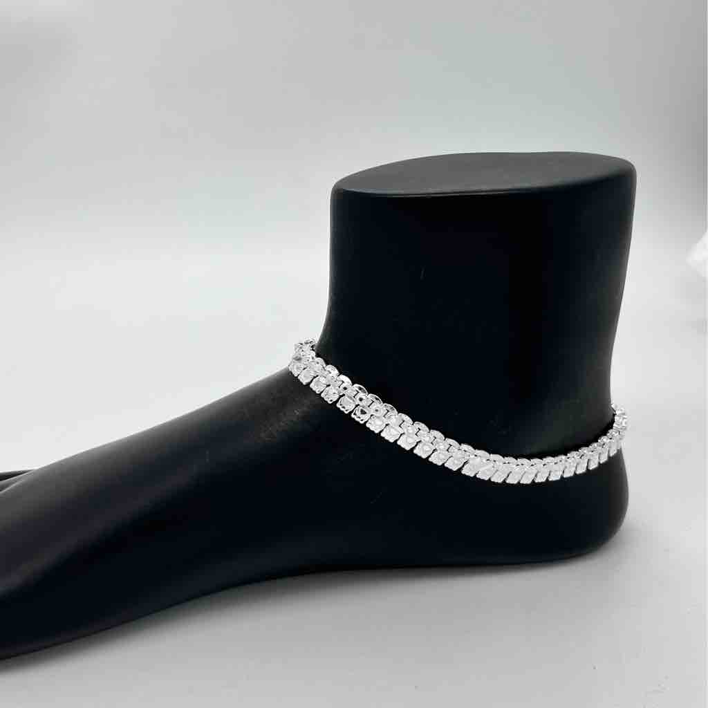 Silver Kismat Low Weight Dal Design Anklets