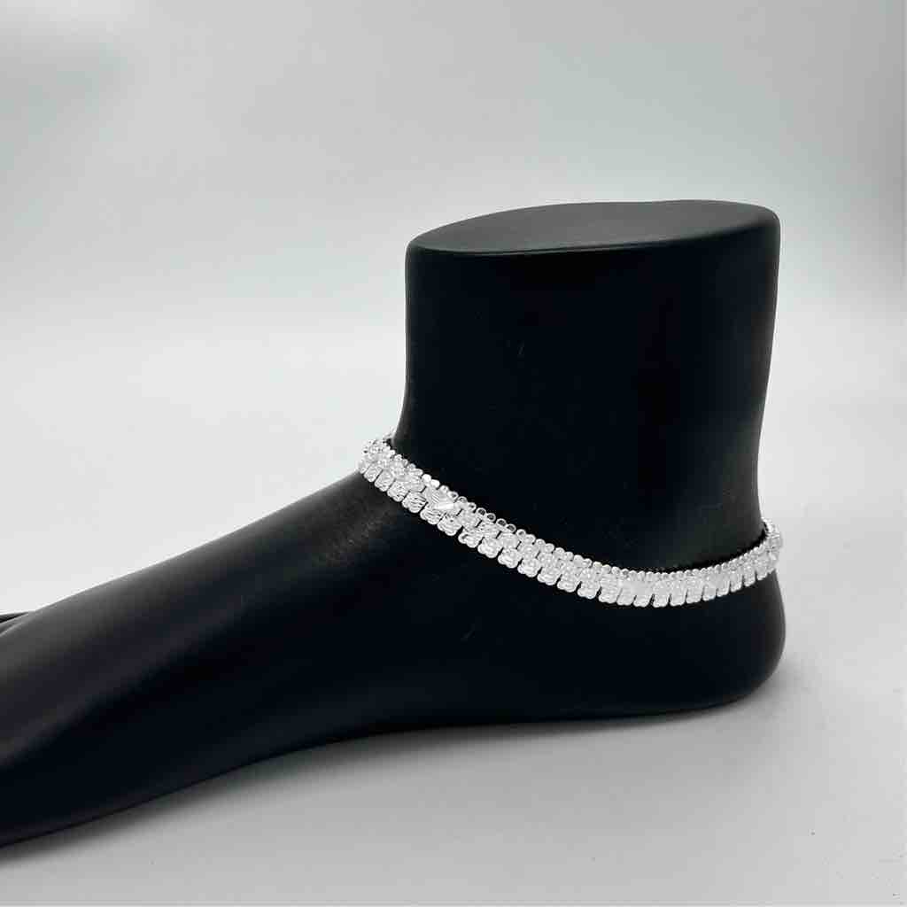 Silver Kismat Single Light Weight Patta Design Anklets