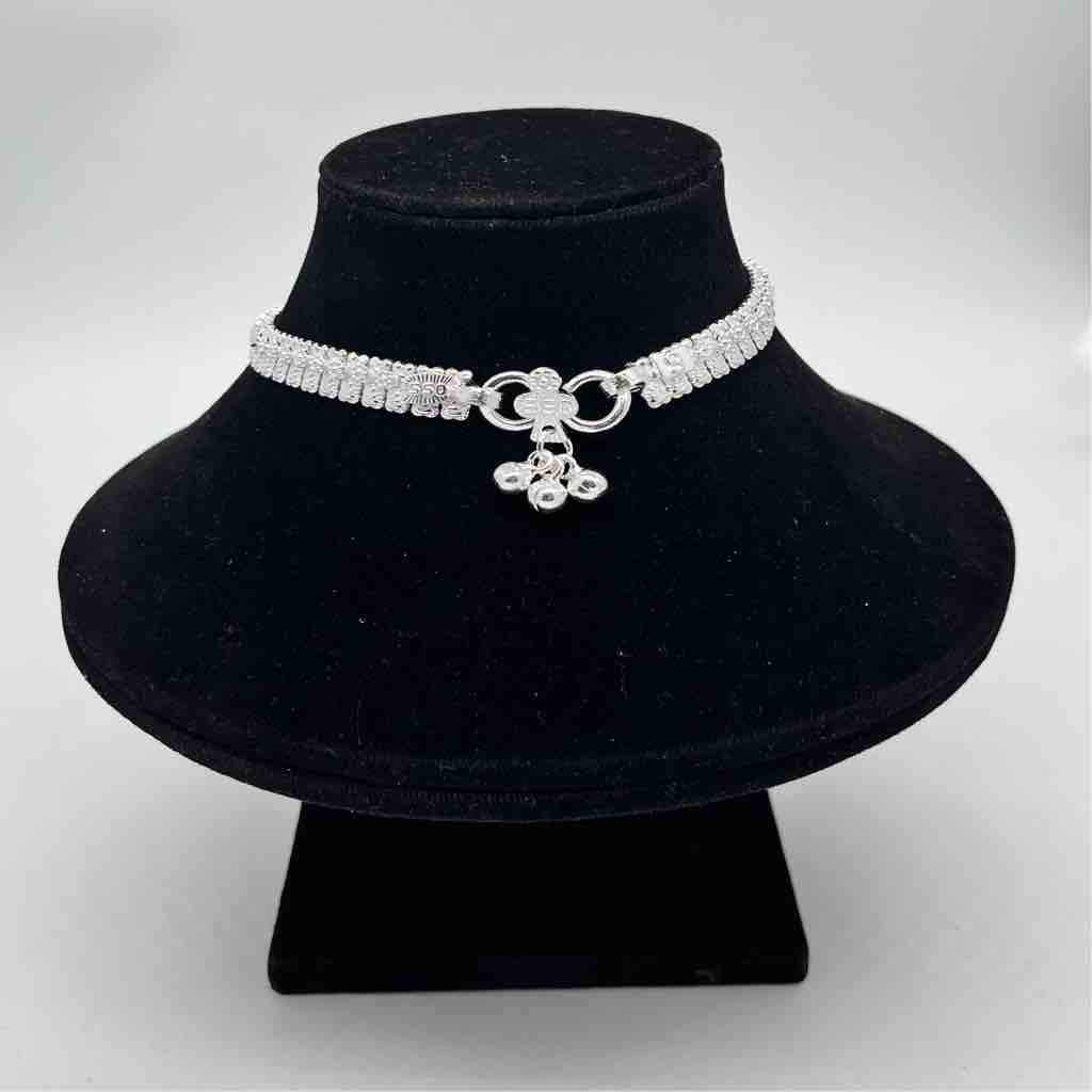 Silver Kismat Single Light Weight Patta Design Anklets
