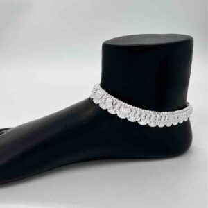 Silver Kismat Fan Design Anklets