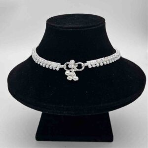 Silver Kismat Single Line Dal Design Anklets