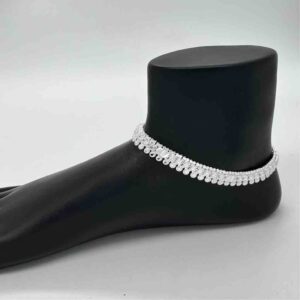 Silver Kismat Double Line Dal Design Anklets