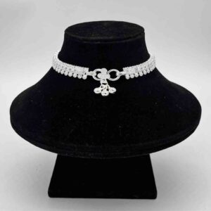 Silver Kismat Double Line Dal Design Anklets