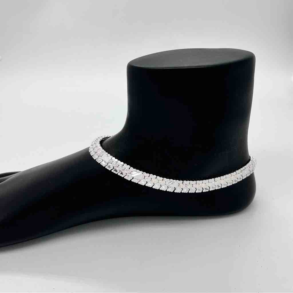 Silver Kismat Single Line Anklets