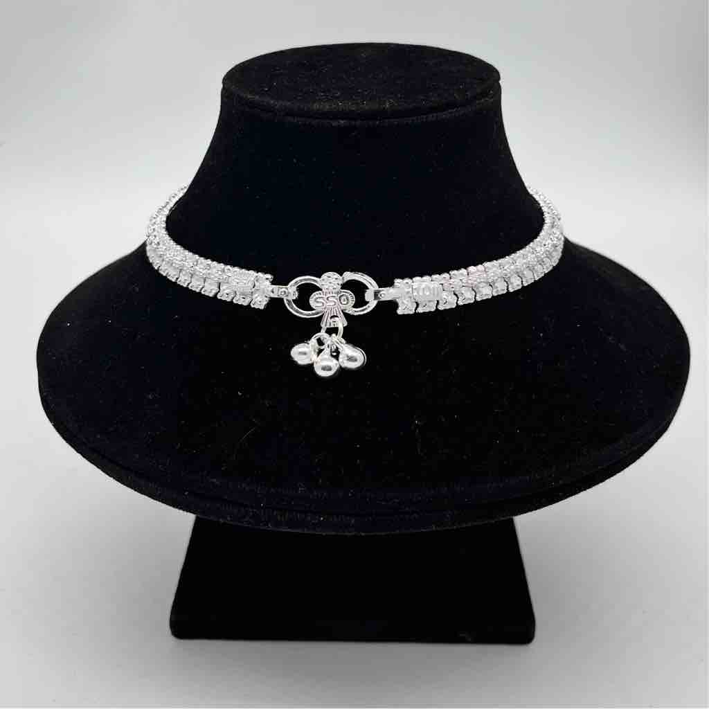 Silver Kismat Single Line Anklets