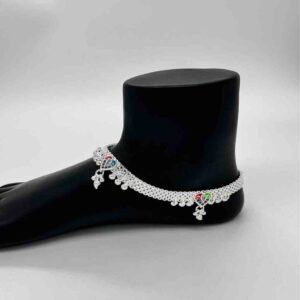 Silver Fancy Aagra Pan Design Anklets