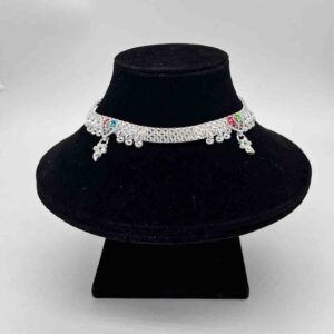 Silver Fancy Aagra Pan Design Anklets