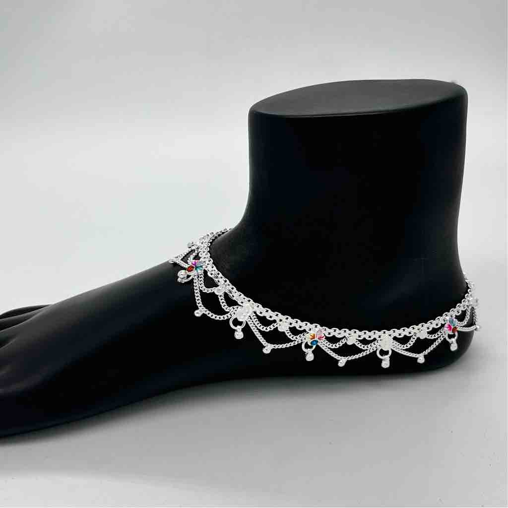 Silver aagra classic jull design anklets