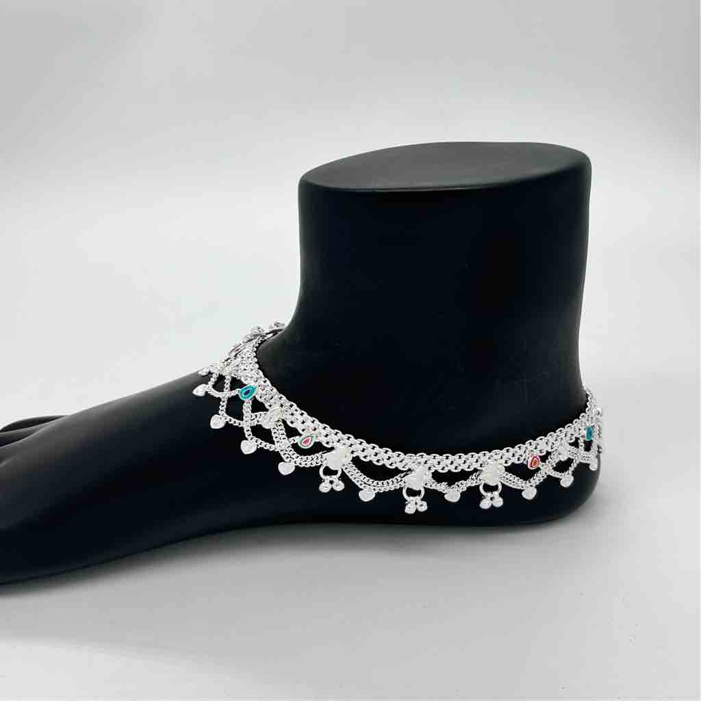 Silver Aagra Light Weight Classical Jull Design Payal