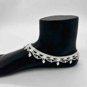 Silver Fancy Aagra Light Weight Jull Design Anklets