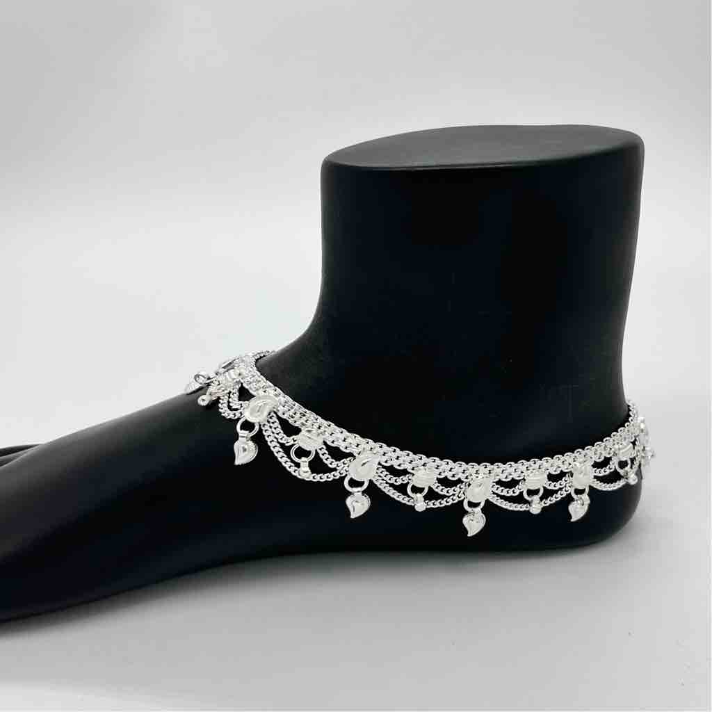 Silver Fancy Aagra Light Weight Jull Design Anklets