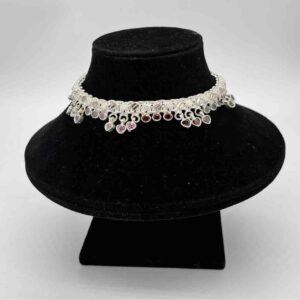 Silver Jodhpuri Fancy Multi Colour Diamond Design Payal