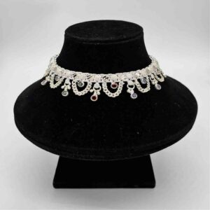 Silver Jodhpuri Fancy Multi Colour Jull Design Anklets