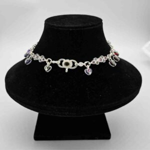 Silver jodhpuri multi colour fancy design anklets