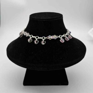 Silver jodhpuri multi colour fancy design anklets
