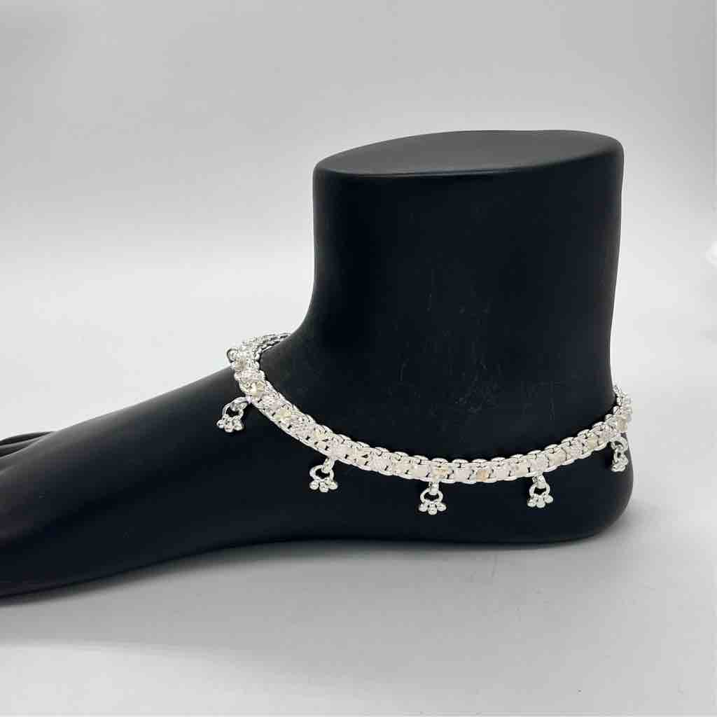Silver Jodhpuri Gungri Light Weight Design Anklets