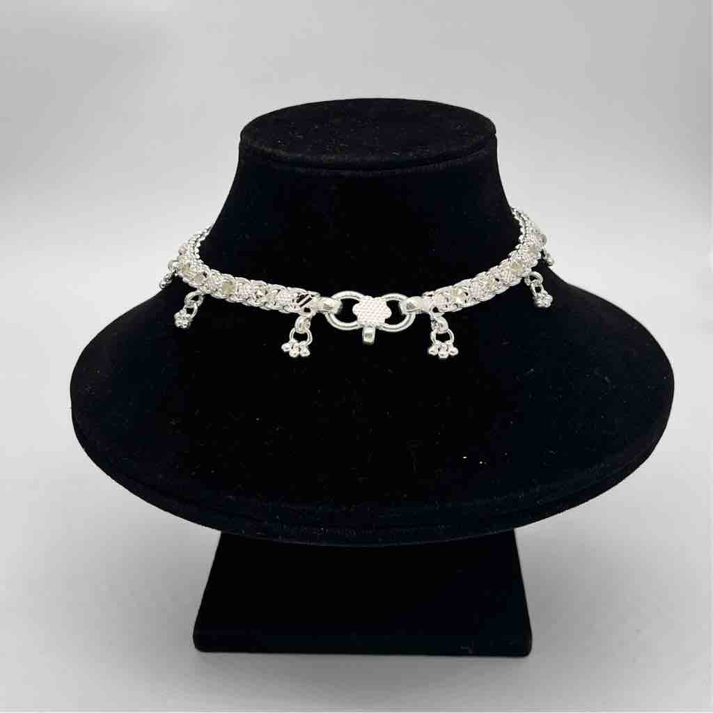 Silver Jodhpuri Gungri Light Weight Design Anklets