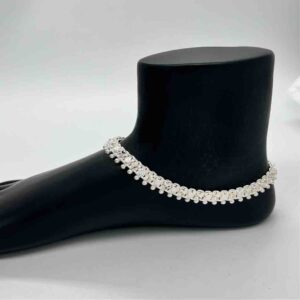 Silver Jodhpuri Rava Fancy Design Anklets