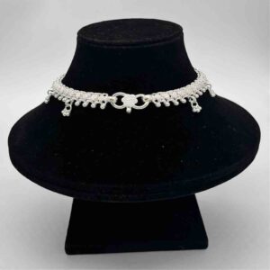 Silver Jodhpuri Gungru And Rava Design Payal