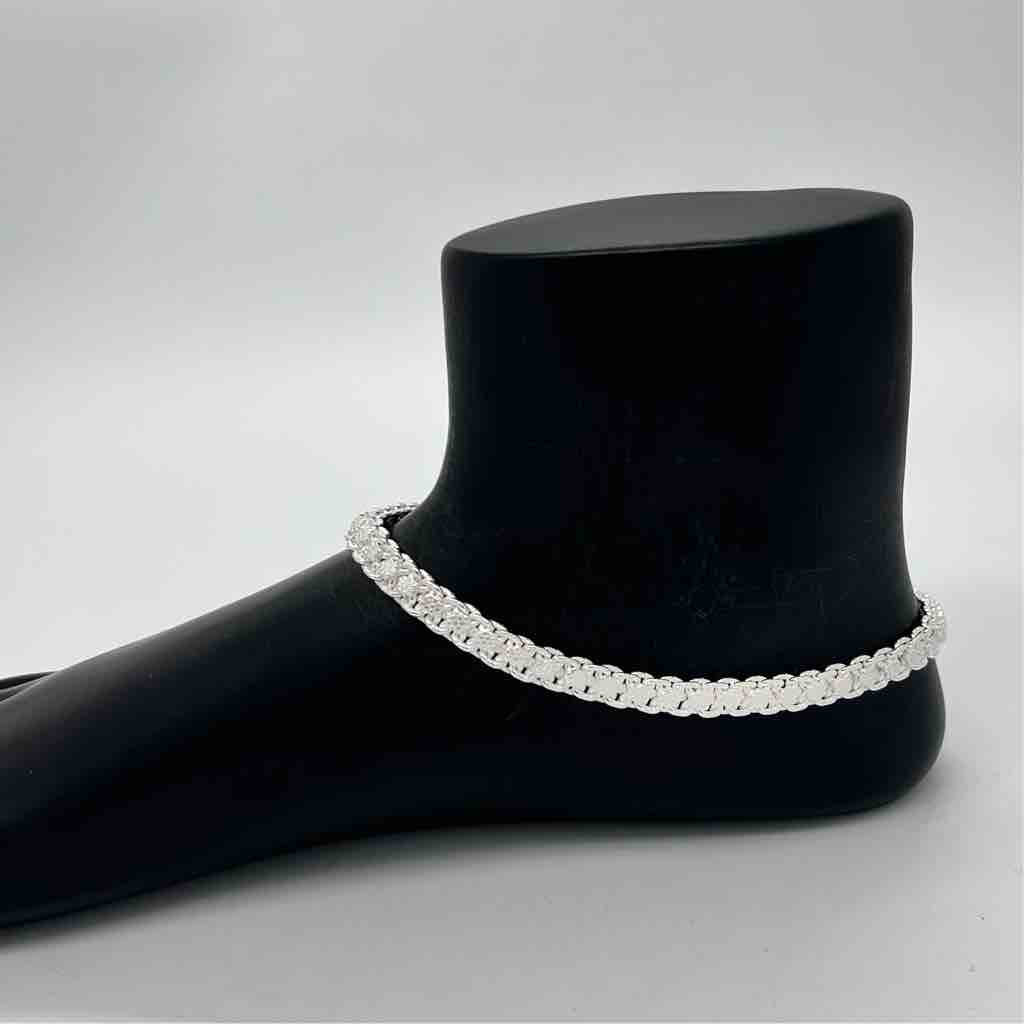Silver jodhpuri plain design anklets