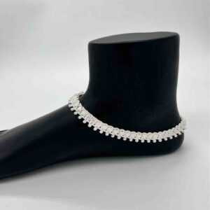 Silver Jodhpuri Fancy Plain Rava Design Payal