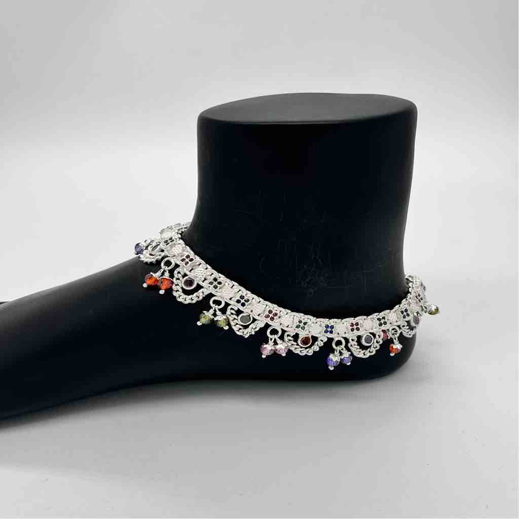 Silver Jodhpuri Fancy Jull Design Payal