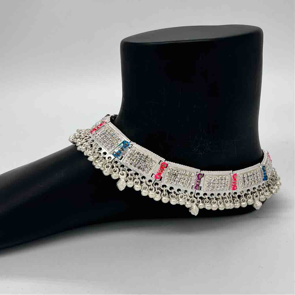 Silver Bombay Fancy Design Anklets