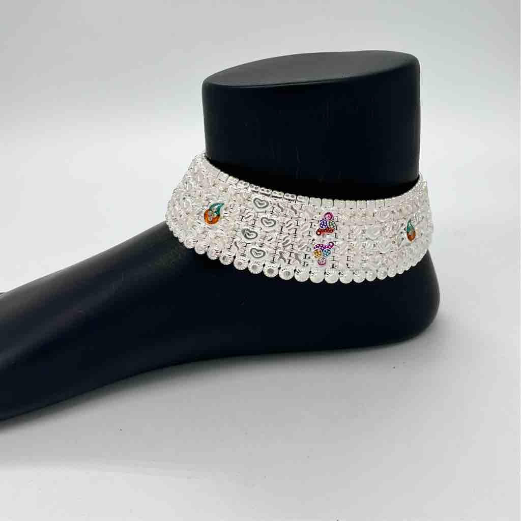 Silver Fancy Heavy Kismat Anklets
