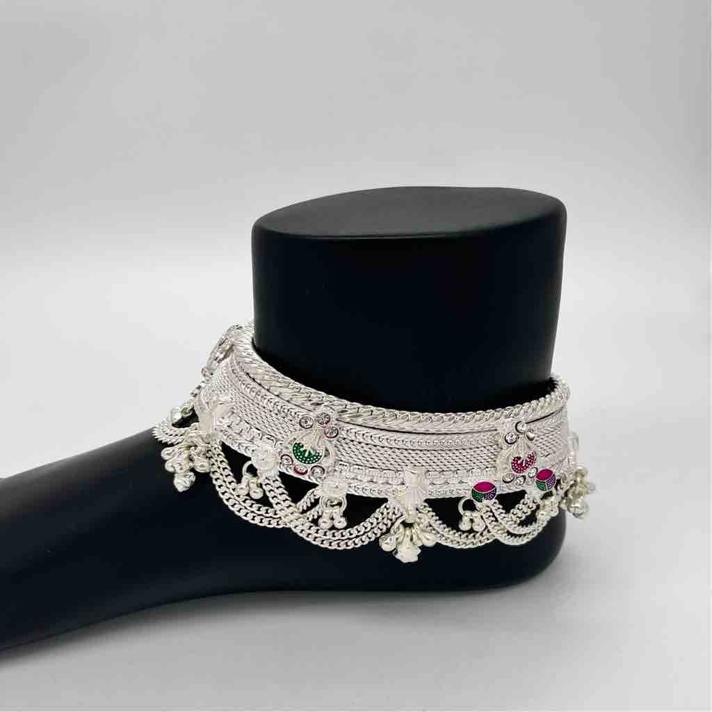 Silver Fancy Heavy Ahmdabadi Jull Anklets
