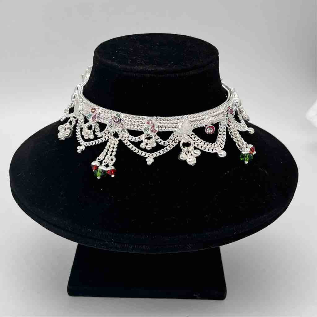 Silver Fancy Light Weight Ahmdabadi Jull Design Payal