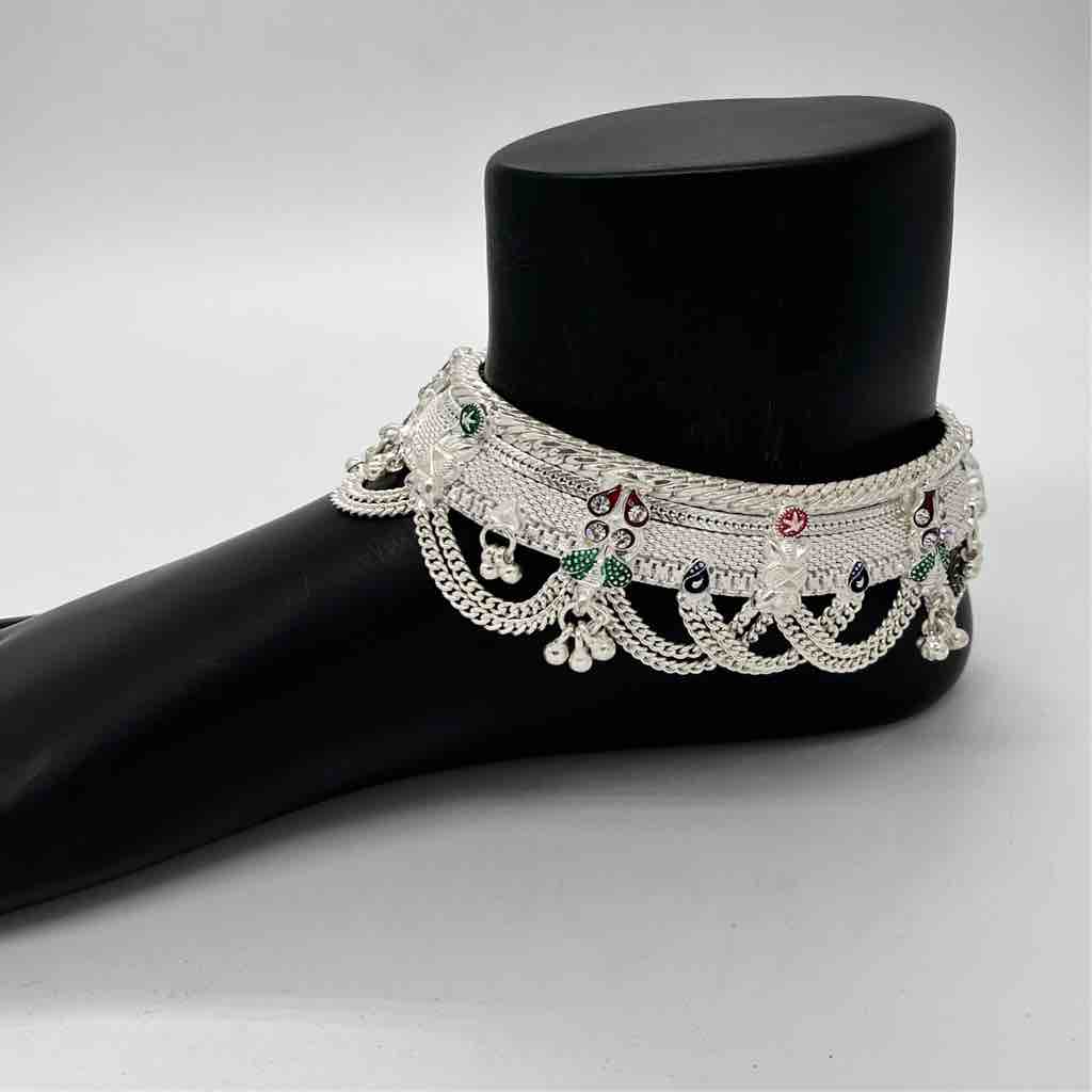 Silver Fancy Heavy Anklets