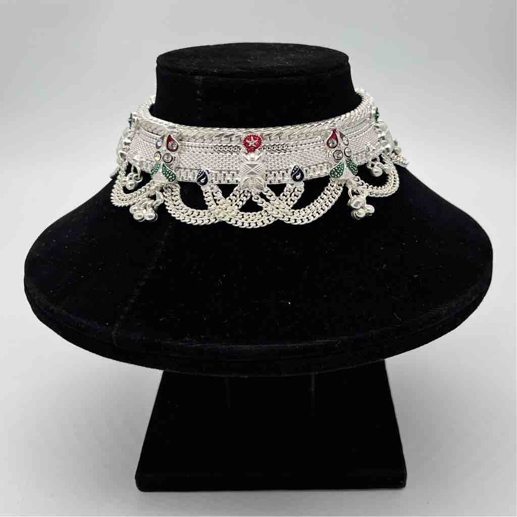 Silver Fancy Heavy Anklets