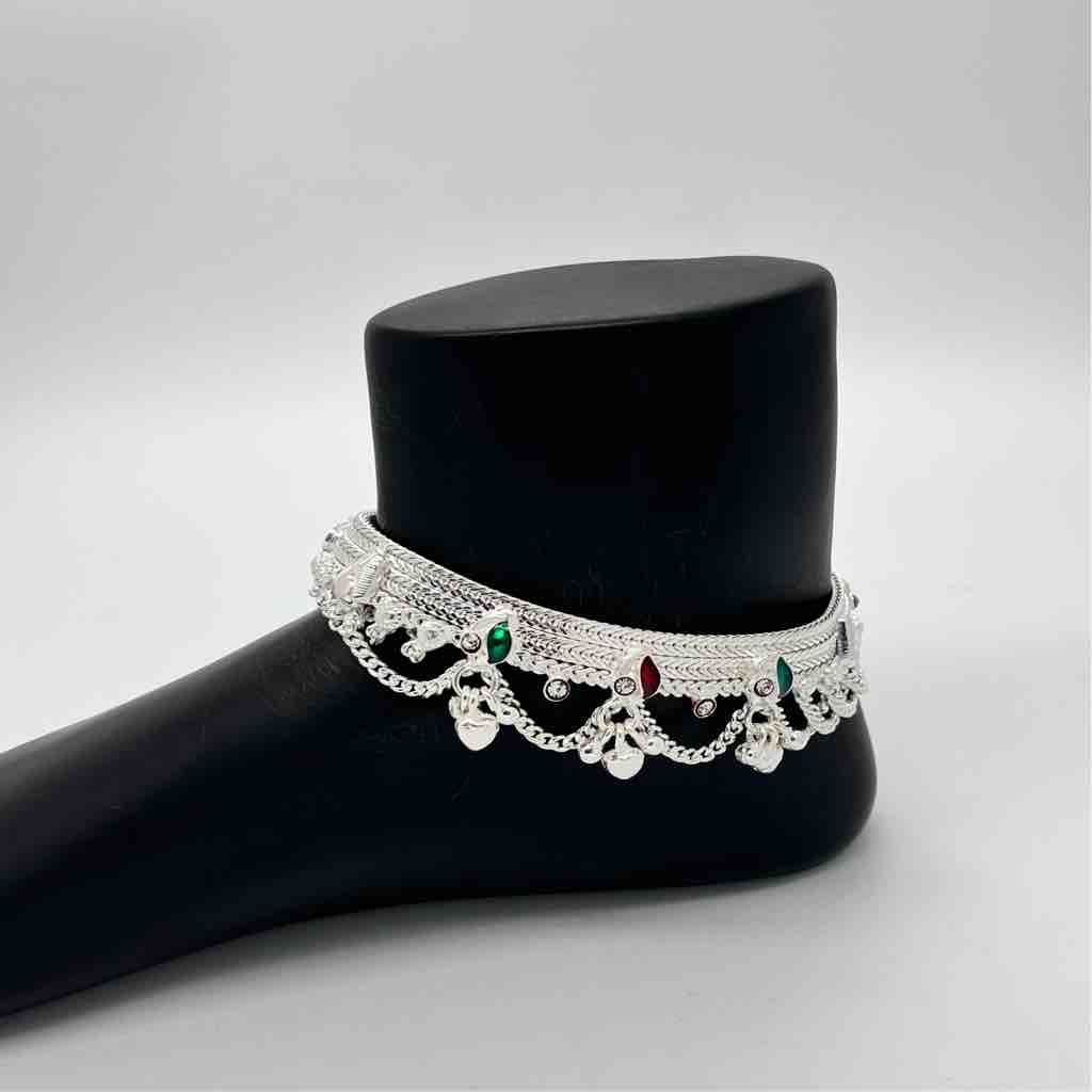Silver Fancy Light Weight Anklets