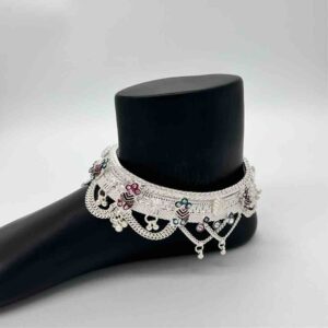 Silver fancy ahmedabadi anklets