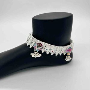 Silver Fancy Aagra Ptta Anklets