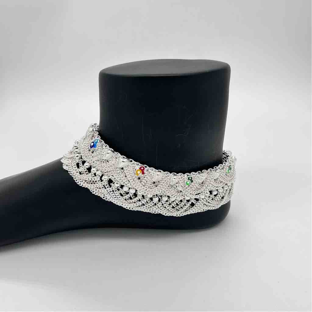 Silver Fancy Aagra Jull Design Anklets