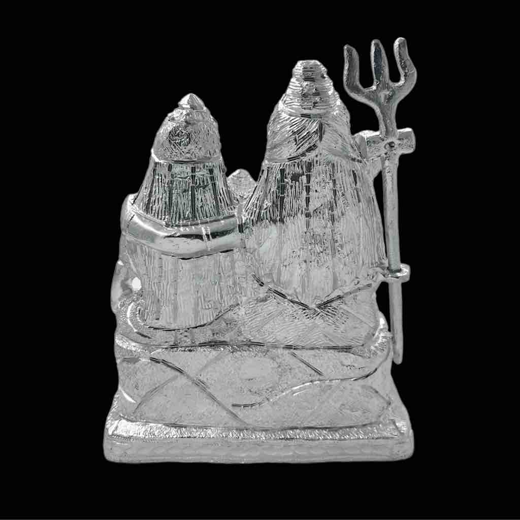Silver plated shiv ji family idol