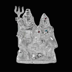 Silver plated shiv ji family idol