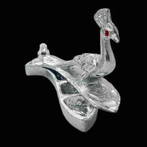Silver pleted sindur dabi peacock design idol