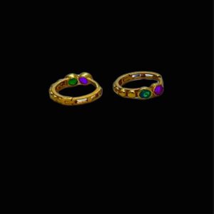 18k Gold Pink And Green Diamond Design Earrings
