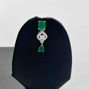 925 Sterling Silver Green Diamonds Necklace Set