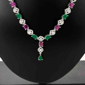 925 streling silver strong multi colour necklace set