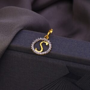 18k  Gold S letter Design Pendant