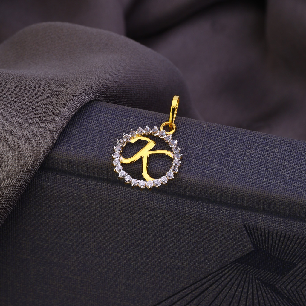 18k Gold JK letter Design Pendant