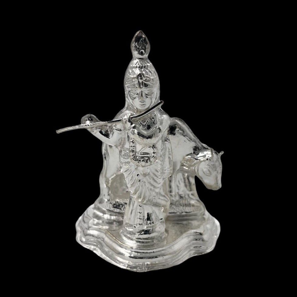 Silver krishna and cow idol Joints