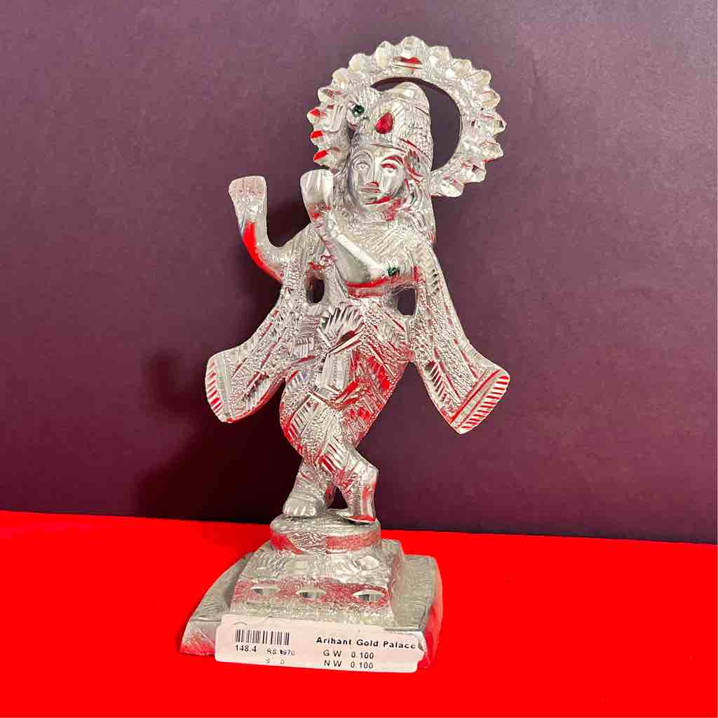 silver plated Krishna idol